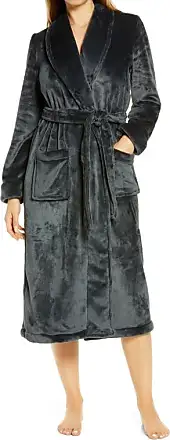 TAHARI Womens Plush Velour Robe with Faux Fur Trim - Plush Robes for Women  - Black Bathrobe (Black, Small) at  Women's Clothing store