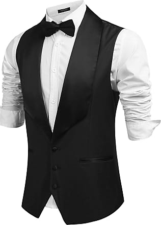 Abel & Burke Mens Formal Wedding Waistcoat Classic 6 Button Jacquard Suit Vest Adjustable Rear Cinch Tailored Fit V Neck Design 