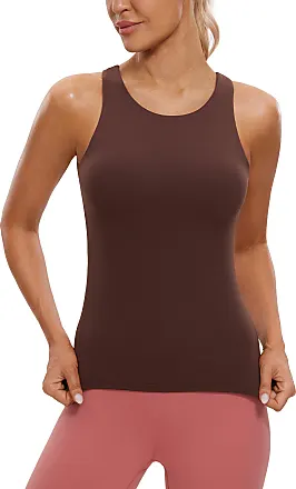CRZ YOGA Butterluxe Womens Racerback Workout Tank Top with Built in Shelf  Bra - Padded High Neck