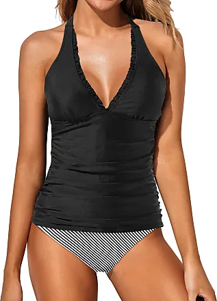 Holipick Strapless Tankini Swimsuits for Women Tummy Control Bathing Suits  Twist Bandeau Tankini Top with Bikini Bottoms : : Clothing, Shoes