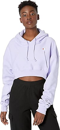 Champion Life Womens Reverse Weave Cropped Cut Off Hood Fit All-Over Script Logo 