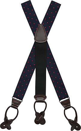 New in box Men's Suspender Black white dots elastic braces clips buttons 