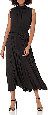 Nanette Lepore Womens Smocked High Neck Pleated Maxi Dress, Very Black, 12