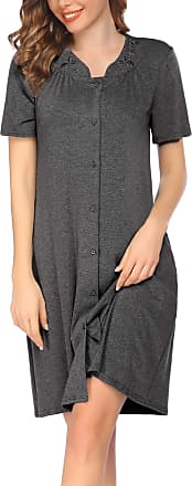 Enjoyoself Mens Cotton Pyjama Tops Soft Breathable Nightgown Knee Length Night Shirts Short Sleeve Nightwear Lounge Wear