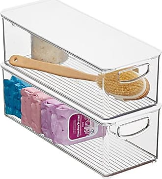  mDesign Plastic Bathroom Medicine Cabinet Organizer with  Handles - Divided Vanity Storage Holder/Container for Cotton Swabs, Makeup,  Bathroom Essentials/Toiletries, Lumiere Collection, 2 Pack - Clear : Health  & Household