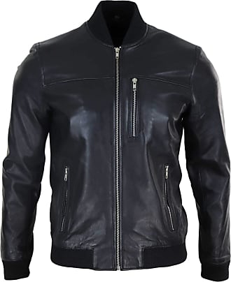 Aviatrix Real Leather Cross Zip Vintage Retro Mens Biker Jacket Black Urban Slim Fit-XXXL-Black