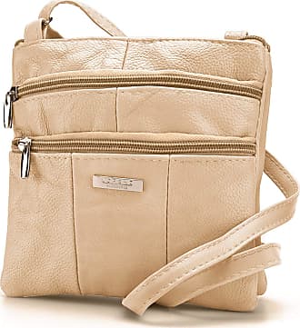 Lorenz Womens Dark Brown Real Leather Pleated Shoulder Bag Handbag