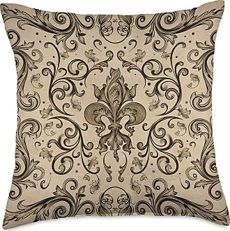 16x16 Multicolor Creativemotions Luxury Oriental Vintage Damask Ornament on Black Throw Pillow