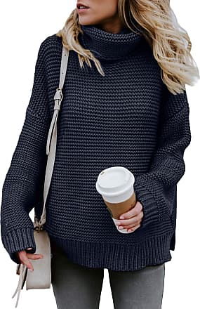 Aleumdr Womens Turtleneck Long Sleeves Chunky Knit Jumper Pullover Sweater