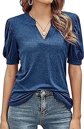 T Shirt Femme en coton baggy T-shirt Grand col en V T-shirt simple Tee  shirt sexy