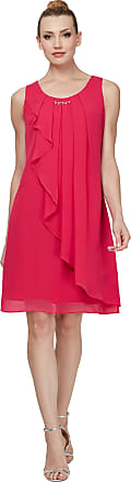 S.L. Fashions Womens Sleeveless Chiffon Tiered Cocktail Dress Petite and Missy, Sorbet, 14