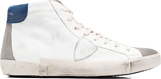 Philippe Model distressed high-top trainers - men - Fabric/LeatherRubber/Leather - 42 - White