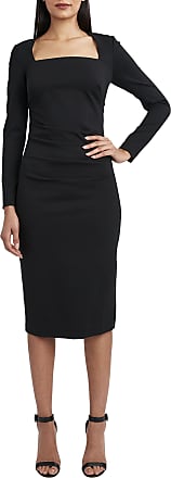 Bcbgmaxazria womens Long Sleeve Midi With Square Neck Dress, Black, X-Small US