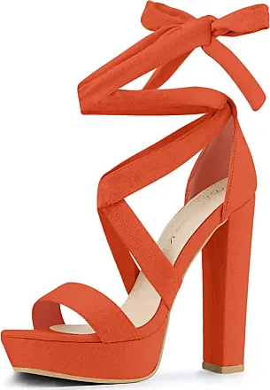 Allegra K Women's Lace Up Round Toe Platform Block Heels Ankle