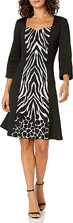 Gabby Skye womens Gabby Skye Printed Sweetheart Neck With Side Panels, Sand/Black, 10 Dress, Sand/ Black, US