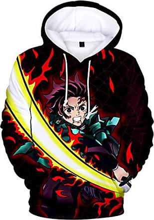 OLIPHEE 3D Sweater Homme Demon Slayer avec Capuche Pull Occasionnel Hoodies Couple Manches Longues 