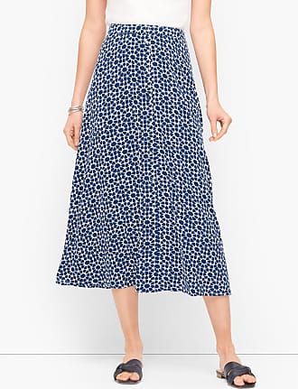 Talbots Petite - Button Front Midi Skirt - Star Geo - White/Ink - 10 Talbots