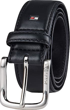 New Tommy Hilfiger Men's 35mm Leather Casual Black Brown Logo Belt 11TL02X038 