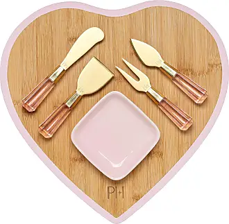 Paris Hilton 7-Piece Reversible Bamboo Heart Cutting Board and Stainless  Steel Cutlery Set, Pink 