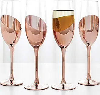 MyGift Modern Brass Long Stemmed Wine Glasses for White or Red Wine with  Elegant Angled Design, Set of 4 : : Home