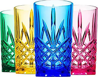 Tumbler Glasses Beverage Glass Cup Rex by Godinger – Blue Iridescent - 12  oz – Set of 4