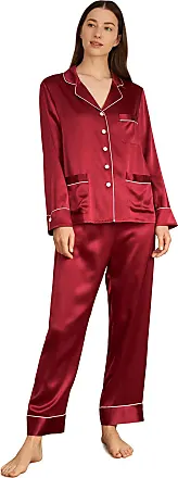 LilySilk Silk Pajama Sets for Women 22 Momme 100% Mulberry Silk 3/4 Sleeves  V Neck Pjs Sleepwear XS, Claret at  Women's Clothing store