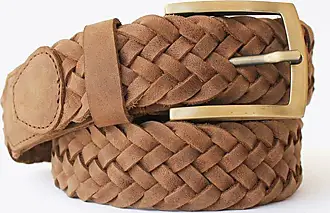 Brown Braided Leather Belt 90s Plus Size Vintage Woven 