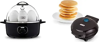 dash dms001bk mini maker electric round griddle for individual pancakes,  cookies, eggs & other on the go breakfast, lunch & snacks with indicator  light + included recipe book black 