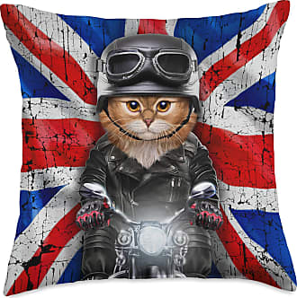 18x18 Multicolor Fox Republic Design Orange Cat in Flag of United Kingdom Face Bandana Mask Throw Pillow 