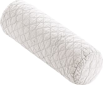 Brielle Home Ravi Stone Washed Solid Diamond Stitched Quilted Bolster Pillow White 18x6 