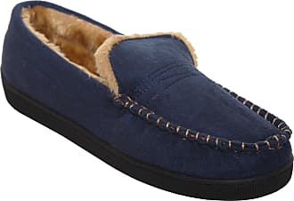 Dr Keller Moccasin Warm Lined Slippers House Shoes Lightweight Blue Brown