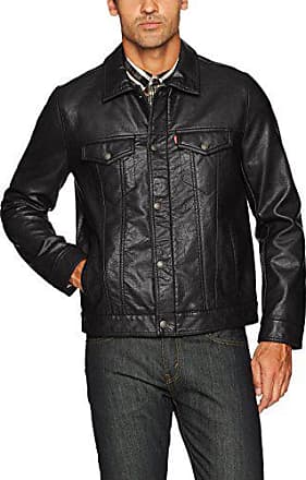levi's black leather jacket mens