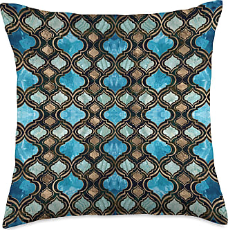 Creativemotions Luxury Quatrefoil Moroccan Pattern Green Throw Pillow Multicolor 18x18 