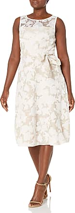 Jessica Howard Womens Sleeveless Midi Length Fit and Flare Dress, Ivory/Beige, 12