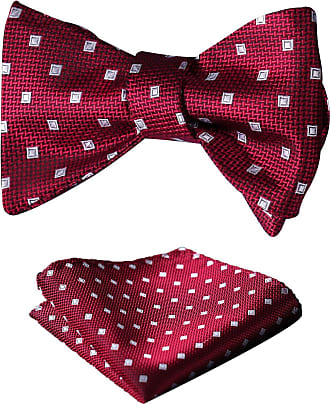 Burgundy Mens Bow Tie Woven Plain Solid Check Formal Pre-Tied Bowtie by DQT 
