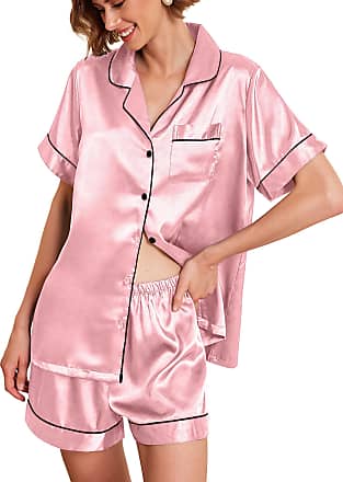 DALLL Women's Sleepwear Autumn Short Sleeves Pajamas Silk Satin Elegant  Pajamas Set Match Silk Pajamas Trousers,White,M : : Fashion