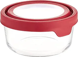 Anchor Hocking Classic Glass Food Storage Container with Lid, Red, 6 Cup