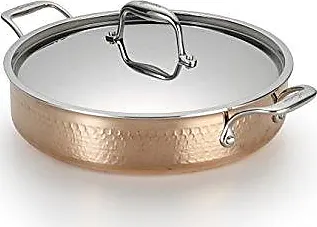 Kenouz - Handmade Hammered Red Copper Frying Pan with Stainless Steel Core - 5.6 in