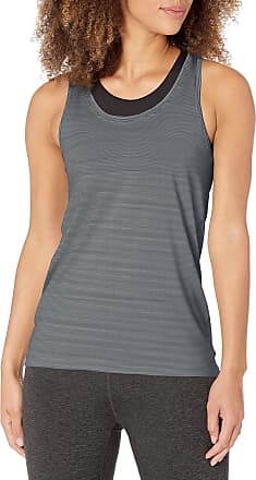 Danskin Womens Performance Fitted Racerback Tank Top, Trade Winds Blue Stripes-02917, Small