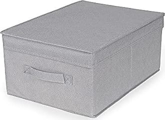Relaxdays Folding Box Set of 2 with Handle Shelf Box Square 30 x 30 cm Fabric Storage Box without Lid Grey 