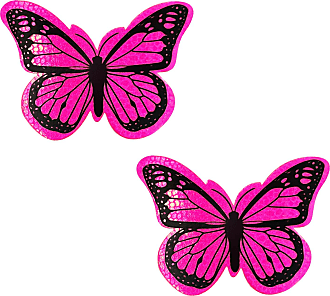 Neva Nude Pink Neon Nights Holographic Neon Pink Blacklight Butterfly Nipple Cover Pasties