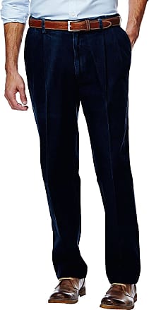 Haggar Mens Work to Weekend No Iron Twill Pleat Front Pant-Regular and Big & Tall Sizes, Dark Navy, 34W x 31L