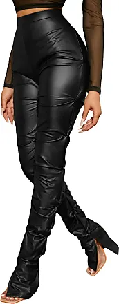 MakeMeChic Women's Faux Leather Pants High Waisted PU Leather Flare Pants,  Black, X-Small : : Clothing, Shoes & Accessories