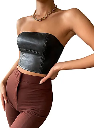 MakeMeChic Womens Faux Leather Tank Top PU Leather Vest Tank Top