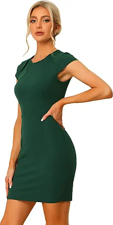 Allegra K Women's Sheath Dress Contrast Color 3/4 Sleeve Bodycon