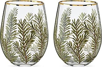 Twine Luster Stemless Wine Glasses, Set of 2, 20 Oz. Rainbow Finish  Tumblers, Decorative Barware 