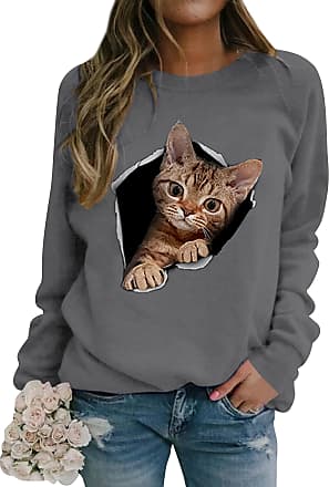 Dresswel Women Hoodie I Do What I Want Cat Jumper Sweatshirt Pullover Long Sleeve Tops Blouse