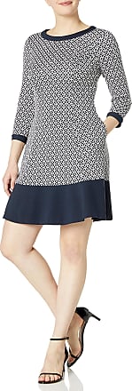 Jessica Howard Womens Fit and Flare Dress (Regular, Petite, & Plus), Navy/White, 14