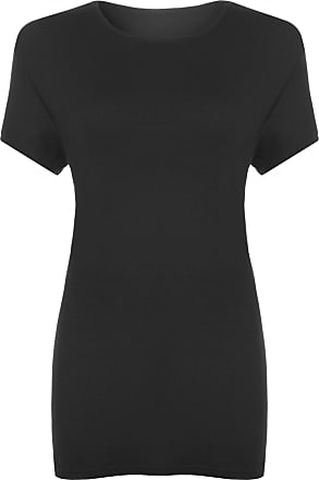 12 WearAll Womens Plus Size Flared Plain Short Sleeve Top Black