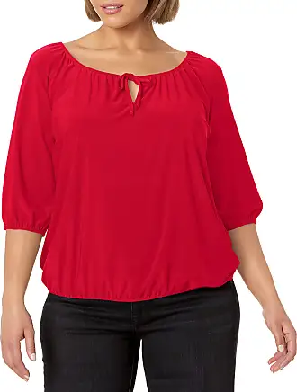  Star Vixen womens 3/4 Sleeve Peasant Top With Keyhole